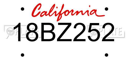 18BZ252 California License Plate
