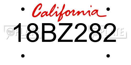 18BZ282 California License Plate