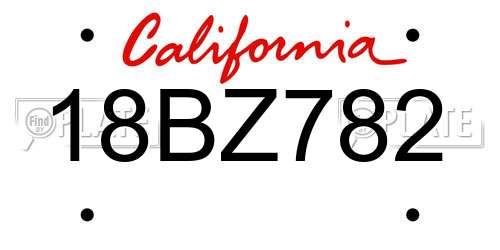 18BZ782 California License Plate