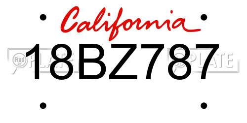 18BZ787 California License Plate