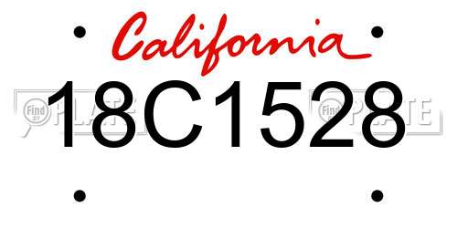 18C1528 California License Plate