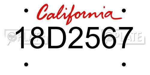 18D2567 California License Plate
