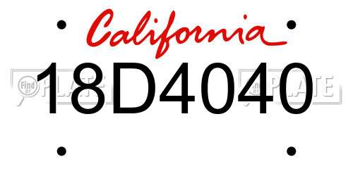 18D4040 California License Plate