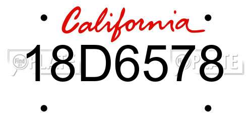 18D6578 California License Plate