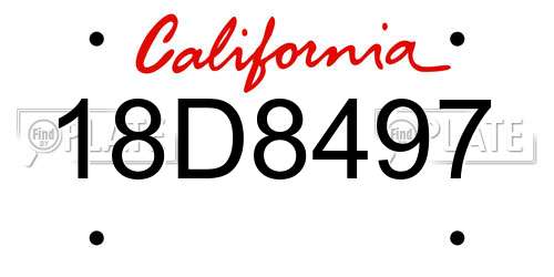 18D8497 California License Plate