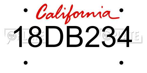 18DB234 California License Plate