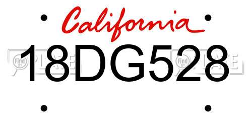 18DG528 California License Plate