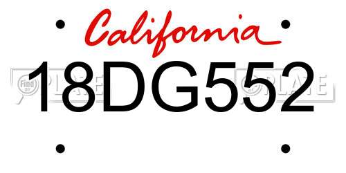 18DG552 California License Plate