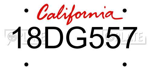 18DG557 California License Plate