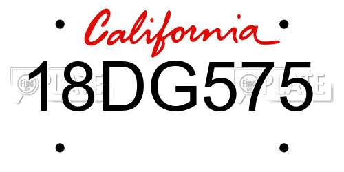18DG575 California License Plate