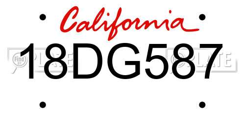 18DG587 California License Plate