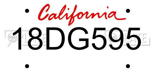 18DG595 California License Plate