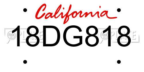 18DG818 California License Plate
