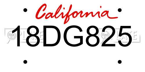 18DG825 California License Plate