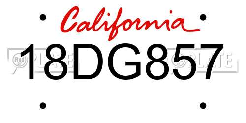 18DG857 California License Plate