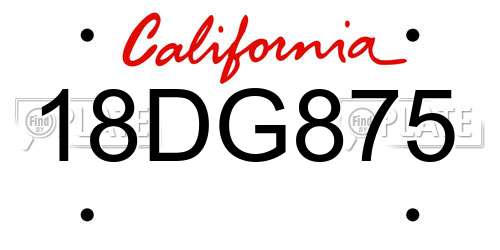 18DG875 California License Plate