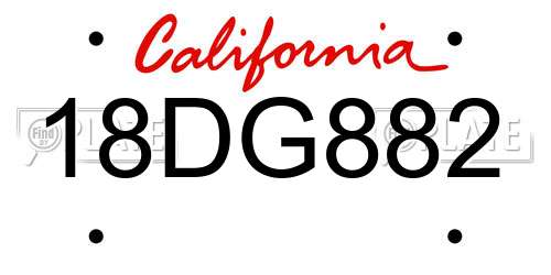 18DG882 California License Plate