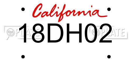 18DH02 California License Plate