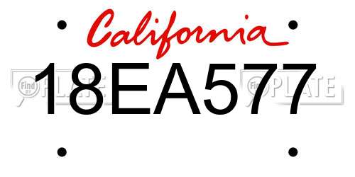18EA577 California License Plate