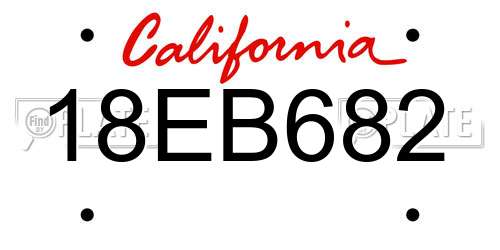 18EB682 California License Plate