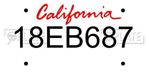 18EB687 California License Plate