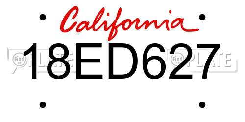 18ED627 California License Plate