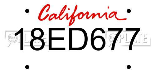 18ED677 California License Plate
