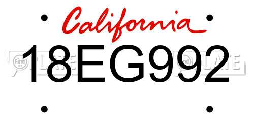 18EG992 California License Plate