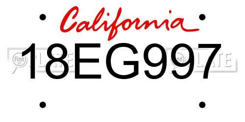 18EG997 California License Plate