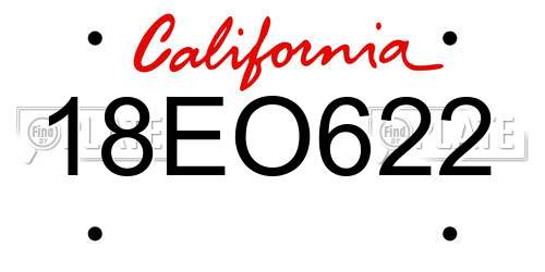 18EO622 California License Plate