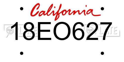 18EO627 California License Plate