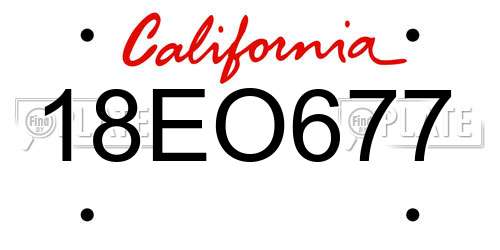18EO677 California License Plate