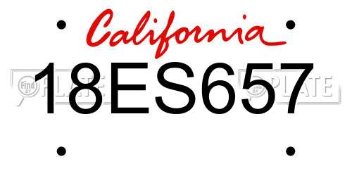 18ES657 California License Plate