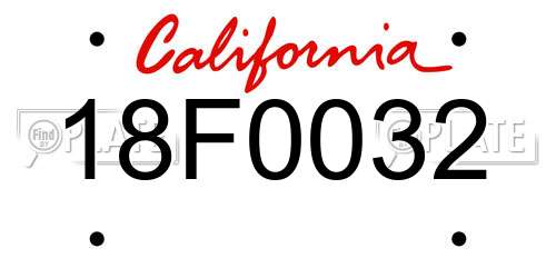 18F0032 California License Plate