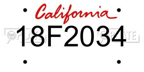 18F2034 California License Plate