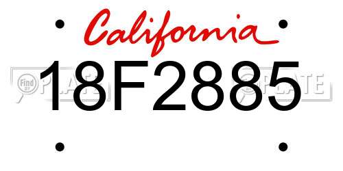 18F2885 California License Plate