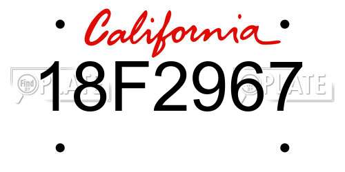 18F2967 California License Plate