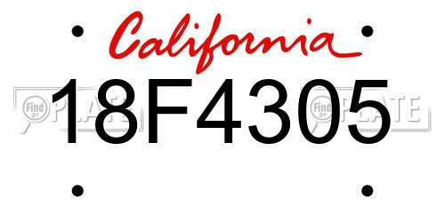 18F4305 California License Plate