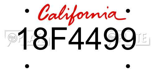 18F4499 California License Plate