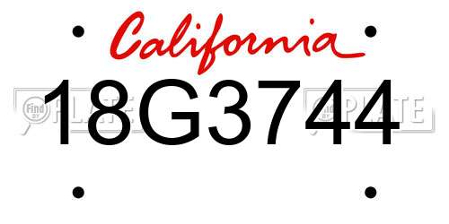 18G3744 California License Plate