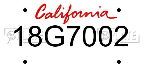 18G7002 California License Plate