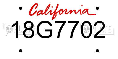 18G7702 California License Plate