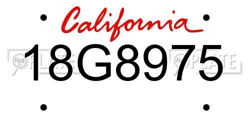 18G8975 California License Plate