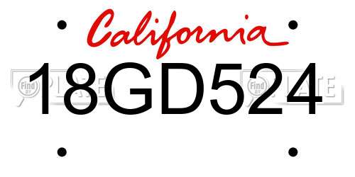 18GD524 California License Plate