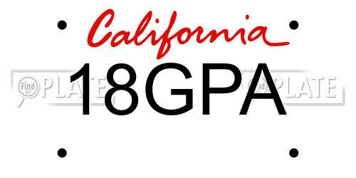 18GPA California License Plate