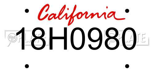 18H0980 California License Plate