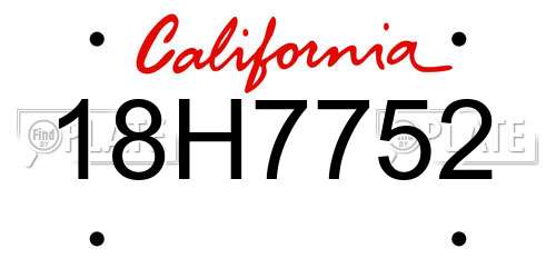 18H7752 California License Plate