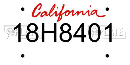 18H8401 California License Plate