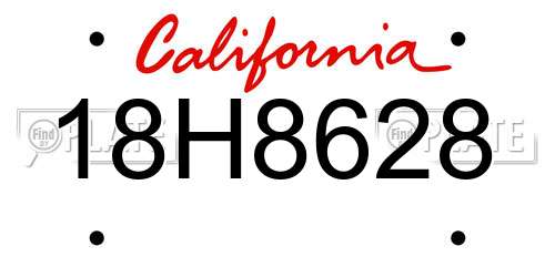 18H8628 California License Plate