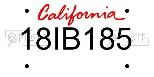 18IB185 California License Plate